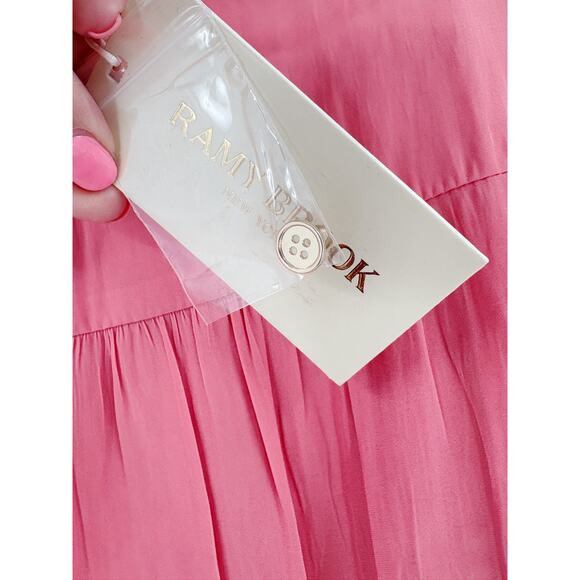 RAMY BROOK Dress NEW Size M Coral Orange Mini $445 Charlie Tiered Ruffle Mini - Picture 3 of 5